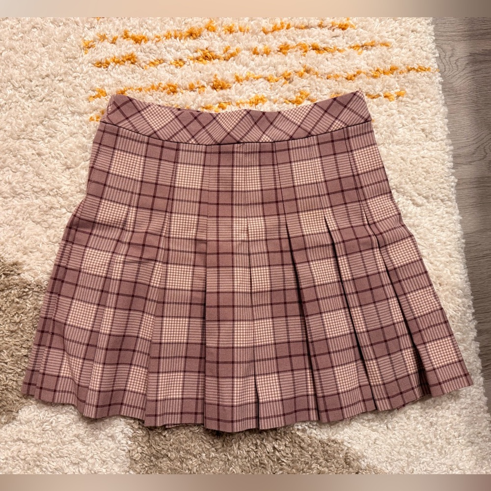 Aritzia Sunday Best Olive Skirt, Pink Plaid - Size 2